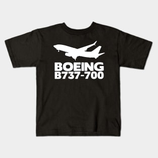 Boeing B737-700 Silhouette Print (White) Kids T-Shirt